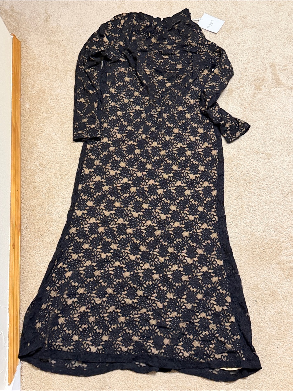 RunAway the label Black Floral Lace Long Sleeve Maxi Dress